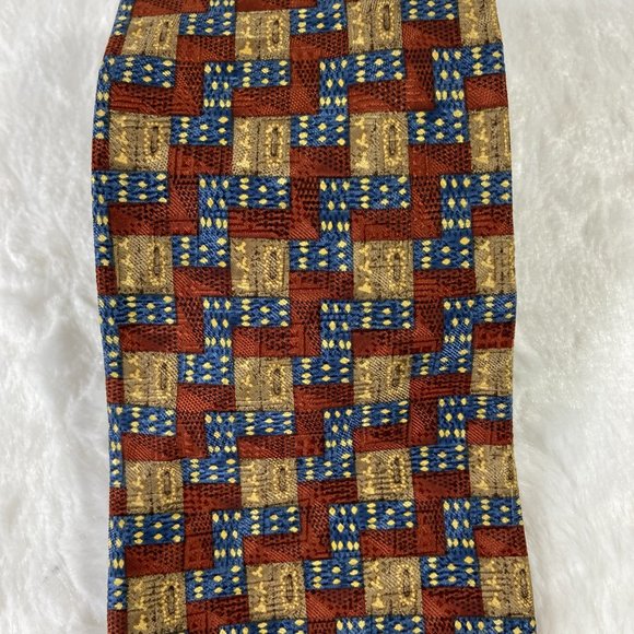 Vintage Ferrell Reed for Nordstrom Geometric Square Print Silk Made in America - Picture 5 of 6